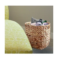 Wickerwise Large Round Water Hyacinth Wicker Basket with Handles