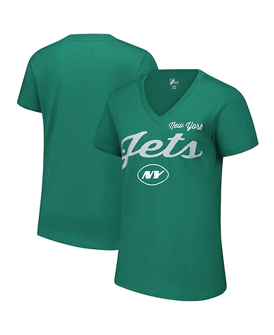 G-iii 4Her by Carl Banks Women's Green New York Jets Post Season V-Neck T-Shirt