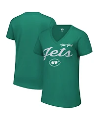 G-iii 4Her by Carl Banks Women's Green New York Jets Post Season V-Neck T-Shirt