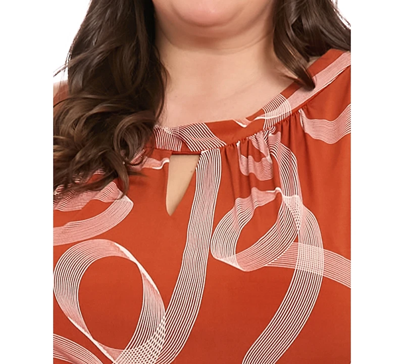 London Times Plus Halter Keyhole Printed Maxi Dress