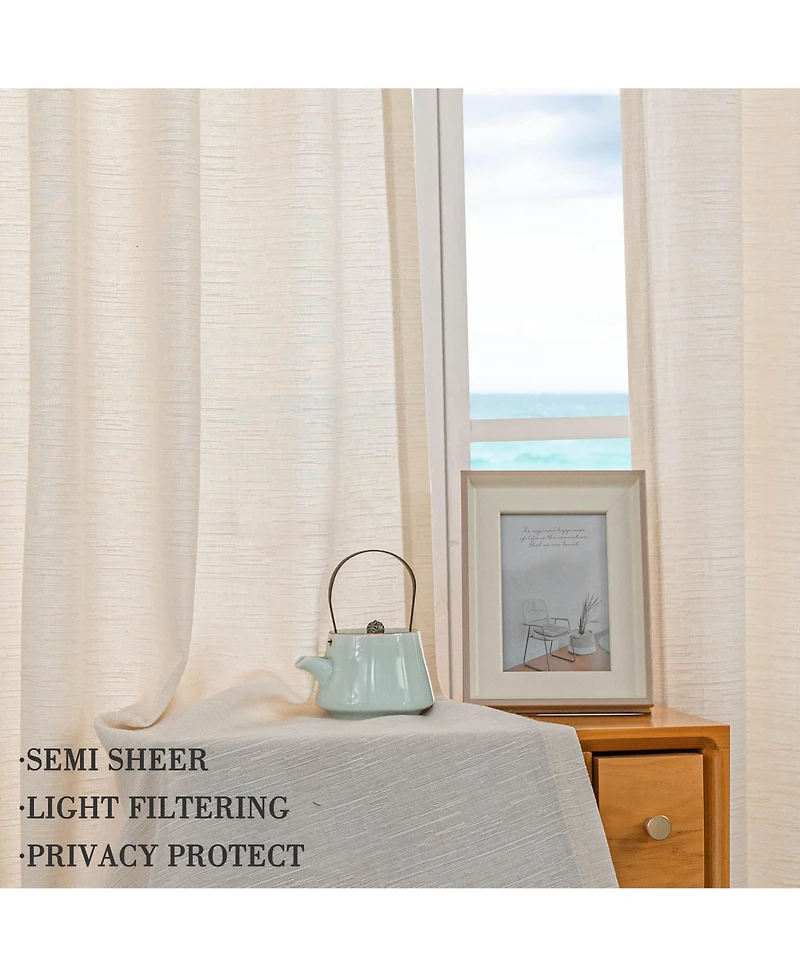 Awesome Home Cotton Blend Light Filtering Back Tab Curtains (2 Panels), 52"x108"