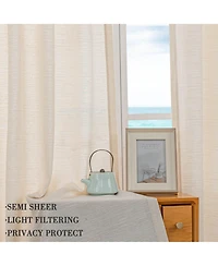 Awesome Home Cotton Blend Light Filtering Back Tab Curtains (2 Panels), 52"x108"