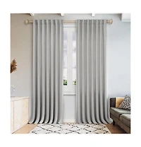 Awesome Home Extra Long Linen Blend Light Filtering Curtains for Living Room (2 Panels