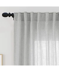 Awesome Home Extra Long Linen Blend Light Filtering Curtains for Living Room (2 Panels