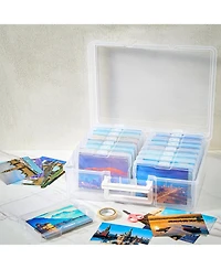 Sorbus 2 Pack Clear Durable Box with 16 Cases (4" x 6") Organizers and Storage Cases - Great for Photo Organization and Craft Storage