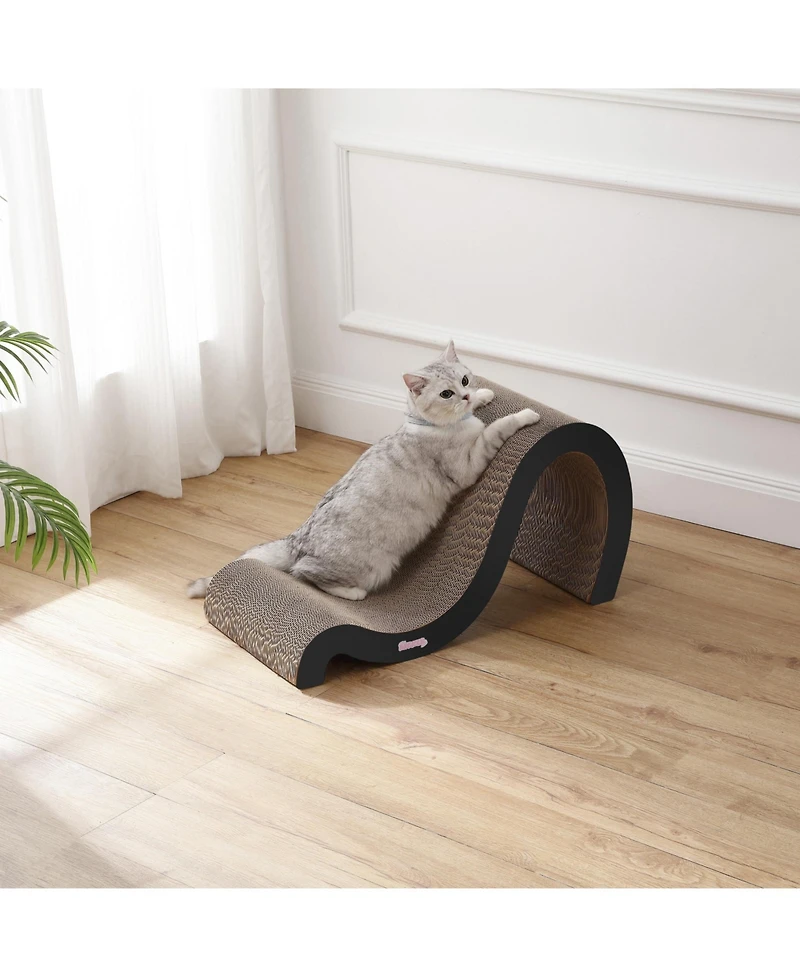 The Licker Store Kona 27" Modern Cardboard Double-Sided Wave Cat Scratcher with Catnip