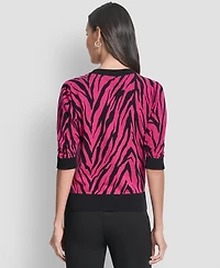 Dkny Women's Zebra Print Crew Neck Sweater