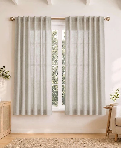 Awesome Home Short Linen Blend Light Filtering Curtains for Living Room (2 Panels), 52"x54"