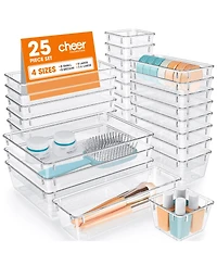 Cheer Collection 25 Piece Clear Plastic Drawer Organizer Set