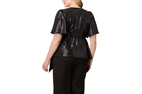 Kiyonna Women's Plus Shimmering Sequin Wrap Top