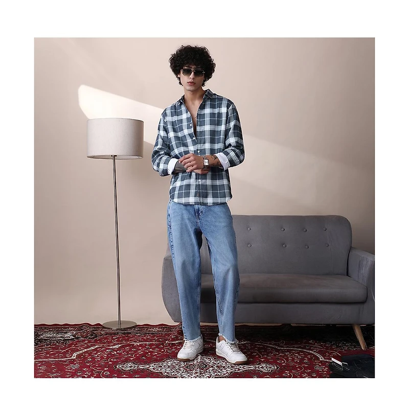 Campus Sutra Men's Tartan Plaid Shirt