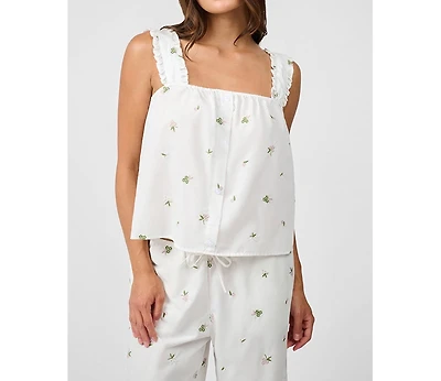 WeWoreWhat Women's Ruffle Button Front Tank Top