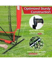 Bearwill 7x7ft Baseball & Softball Practice Net - Pitching, Hitting & Batting Net with Ball Collection System, Tee, 2 Strike Zones & Carry Bag