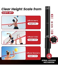 Bearwill Volleyball Training Equipment - Adjustable Practice Net System, Portable for Backyard, Indoor & Outdoor Hitting, Serving, Passing