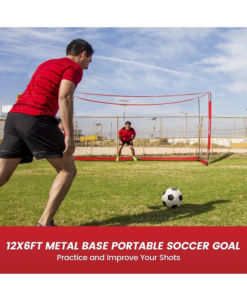 Bearwill 12x6FT Soccer Goal - Easy Setup, Portable with Upgraded Collapsible Metal Base