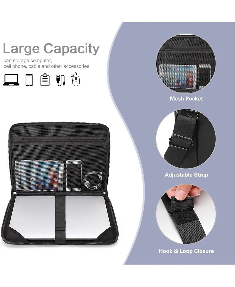 Mosiso Black Hard Shell Laptop Sleeve - 15.6"/16" Abstract Geometric Waterproof Case with Strap for MacBook/Hp/Dell/Lenovo/Asus