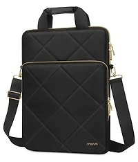 Mosiso 15.6 Inch Laptop Messenger Bag, Rhombus Quilted Shoulder Briefcase with Front Pocket & Handle - Fits MacBook Pro 16, Dell, Hp, Lenovo - Black