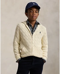 Polo Ralph Lauren Big Boys Cable Cotton Hooded Full-Zip Sweater