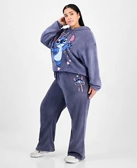 Disney Trendy Plus Size Stitch Fleece Pullover Hoodie Stitch Fleece Drawstring Pants