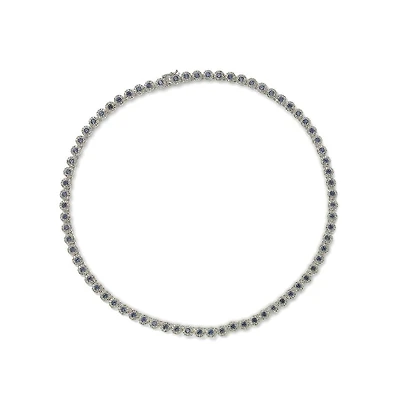 Suzy Levian New York Suzy Levian Sterling Silver Sapphire & Created White Sapphire Tennis Necklace