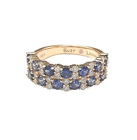 Suzy Levian New York Sterling Silver Natural Sapphire & Created White Double Row Band