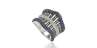 Suzy Levian New York Sterling Silver Sapphire Crossing Ring