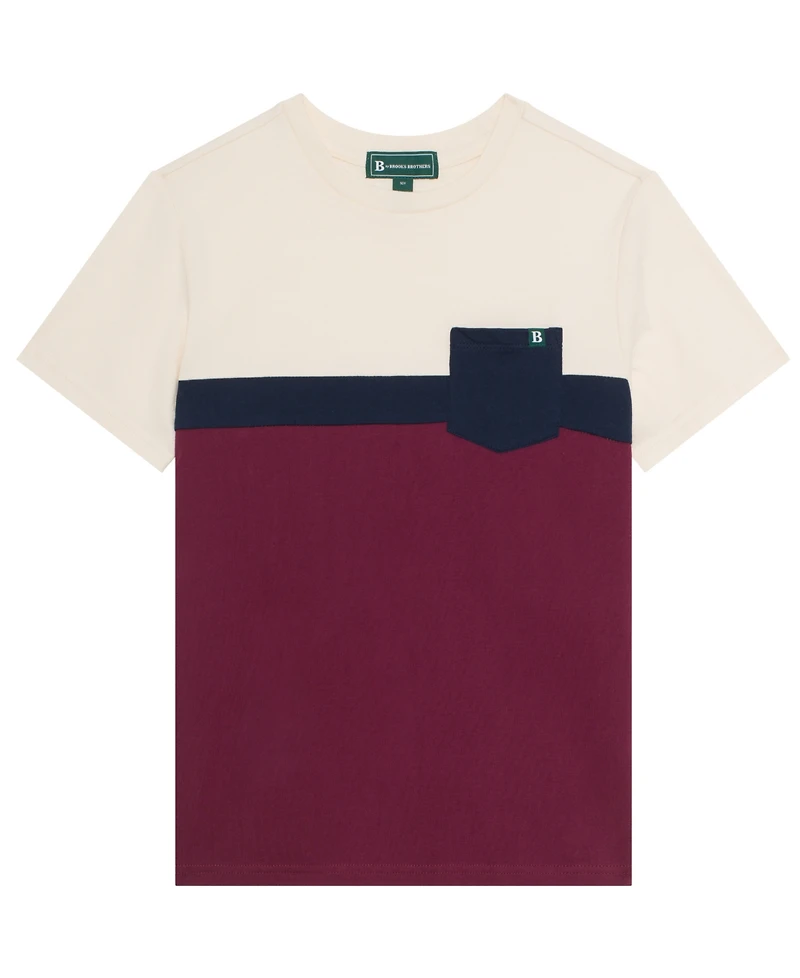 B By Brooks Brothers Big Boys Color Block Pocket Short Sleeve T-Shirt