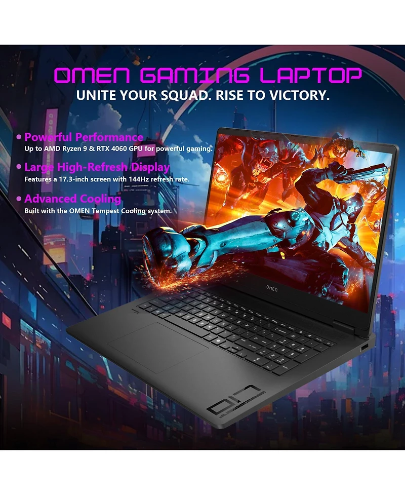 Hp Omen 17.3" Gaming Traditional Laptop Amd Ryzen Ai 9 365 16GB Ram Nvidia GeForce Rtx 5060 512GB Ssd Storage Windows 11 Home Fhd 144Hz - Black