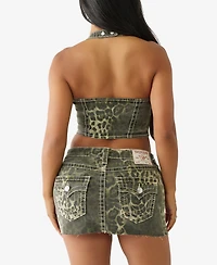 True Religion Women's Camo Big T Leopard Halter Top