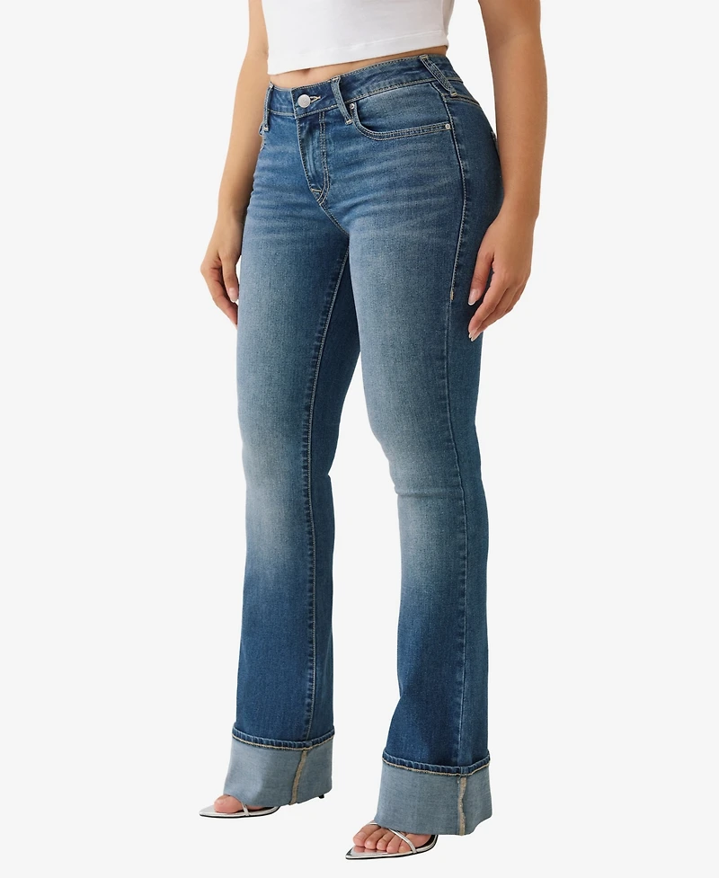 True Religion Women's Becca Bootcut Mid Rise Cuff Jeans