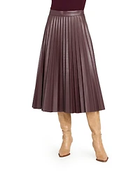 Tahari Asl Women's Long Leather Pleated Skirt
