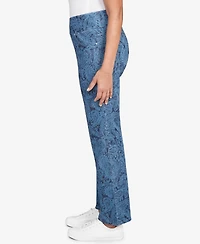 Ruby Rd. Petite Paisley Stretch Denim Pull On Ankle Jeans