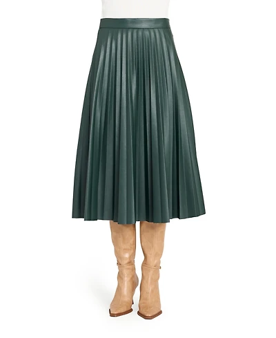 Tahari Asl Women's Long Leather Pleated Skirt