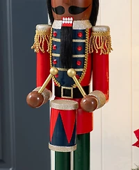 Glitzhome 36.5" Wooden Christmas African Soldier Nutcracker