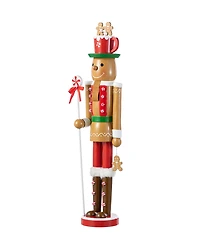 Glitzhome 24" Wooden Christmas Gingerbread Man Nutcracker