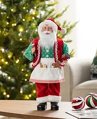 Glitzhome 18" Faux Fur Christmas Chef Santa Figurine