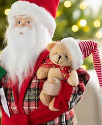 Glitzhome 18" Faux Fur Christmas Bathrobe Santa Figurine