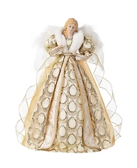 Glitzhome 18.5" Faux Fur Christmas Angel Tree Topper