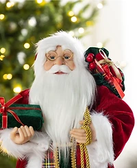 Glitzhome 24" Faux Fur Christmas Traditional Santa Figurine
