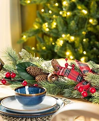 Glitzhome 6" Christmas Bell, Pinecone and Berry Bow Garland