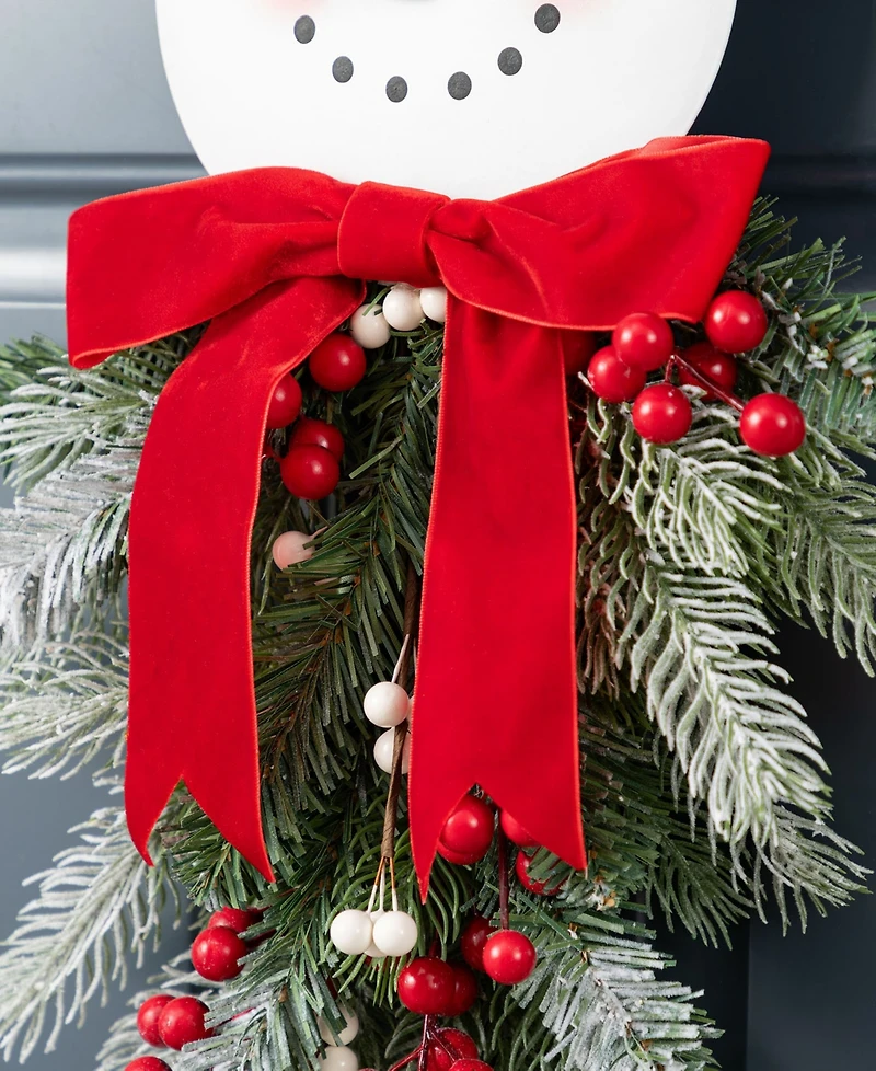 Glitzhome 25" Greenery Snowman Door Hanger