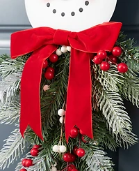 Glitzhome 25" Greenery Snowman Door Hanger