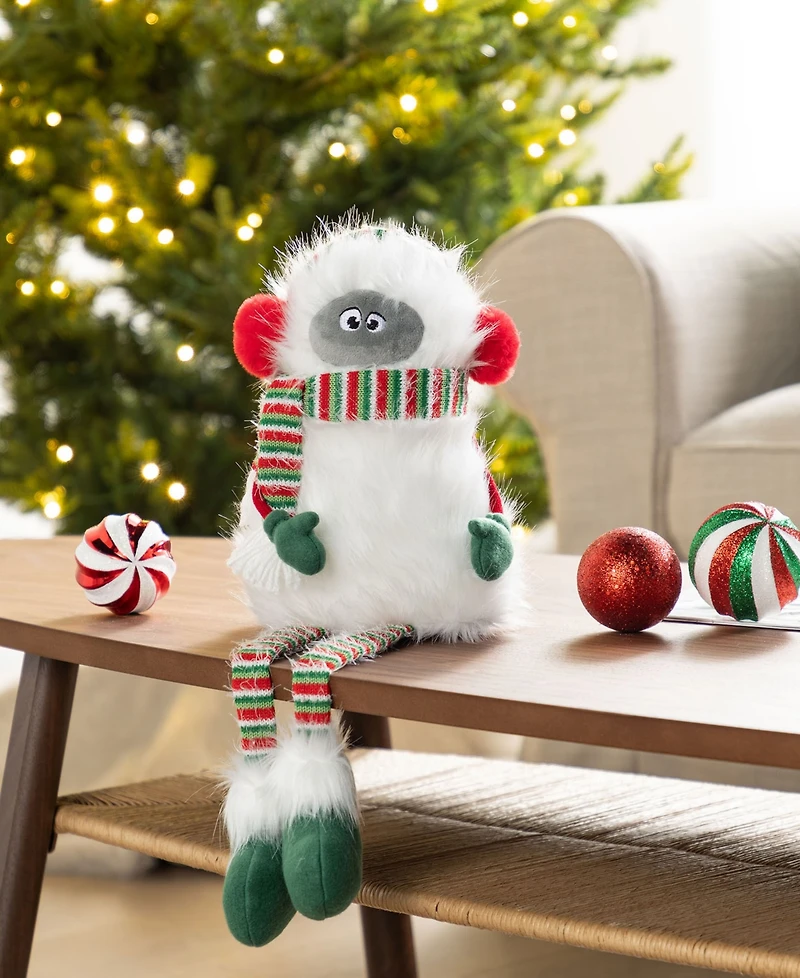 Glitzhome 21" Christmas Fabric Yeti Shelf Sitter