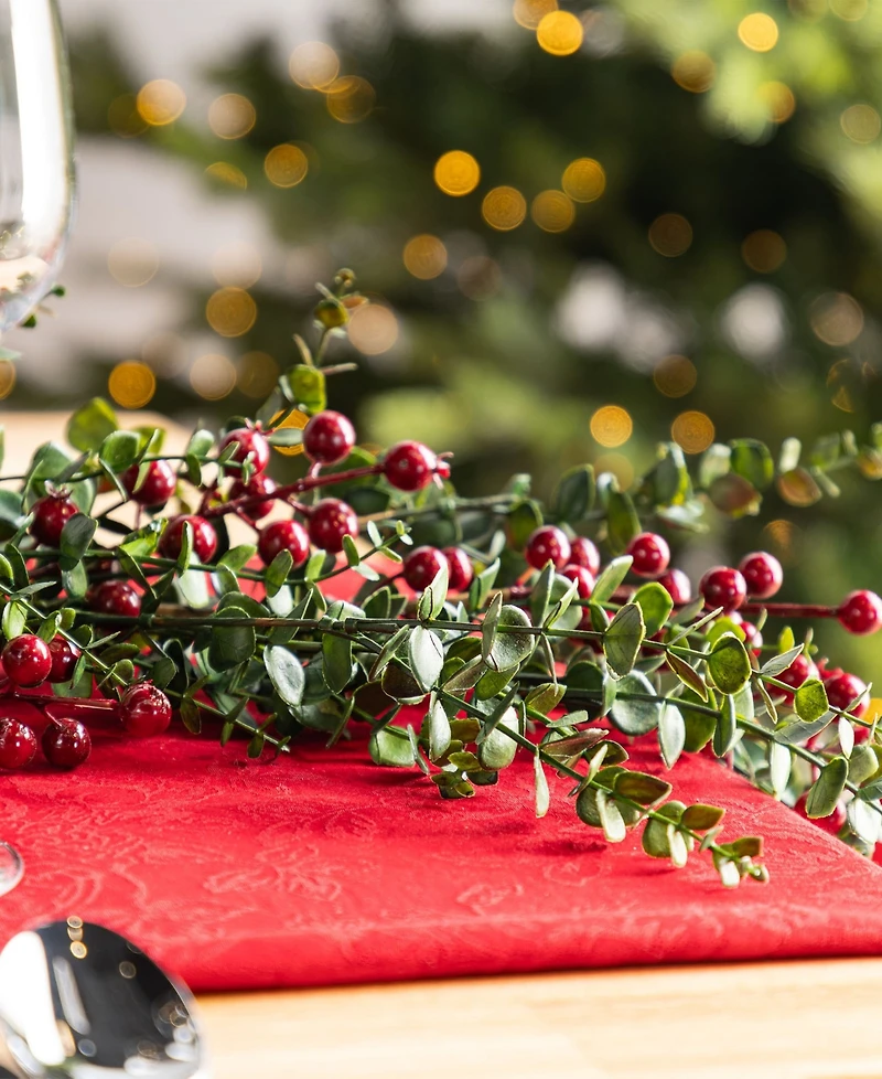 Glitzhome Christmas Greenery Dripping Eucalyptus Garlands with Berries, Set of 2