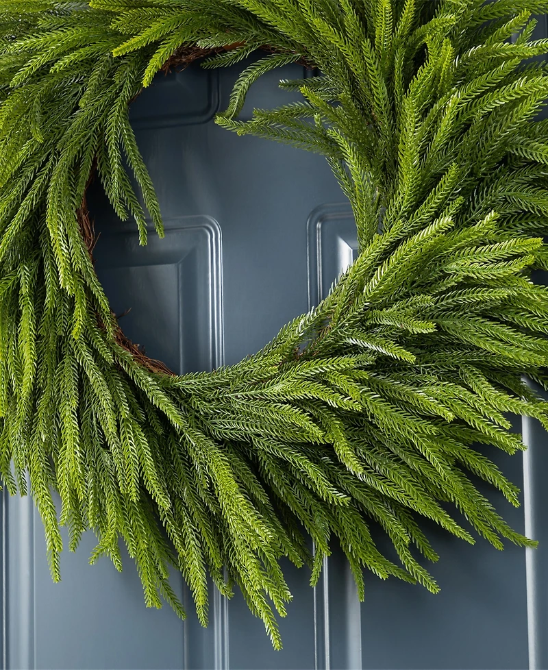 Glitzhome Christmas Greenery Dripping Wreath and Matched Garlands, Set of 3