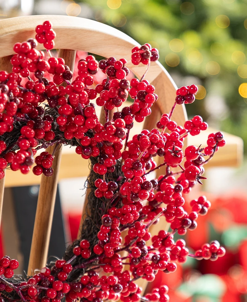Glitzhome Christmas Mini Red Berries Wreaths, Set of 4