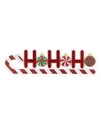 Glitzhome 19" Christmas Wooden Epoxy Hohoho Candy Cane Table Decor