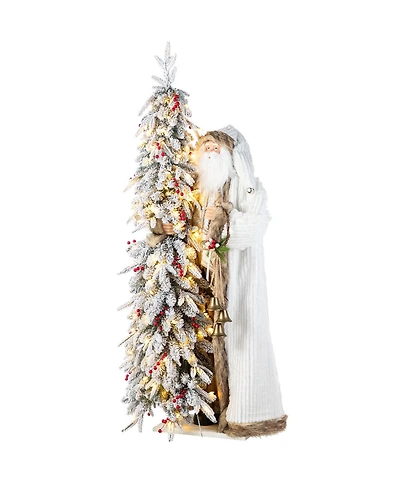 Glitzhome 4" Oversized Christmas Woodland Santa