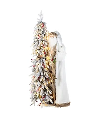 Glitzhome 4" Oversized Christmas Woodland Santa