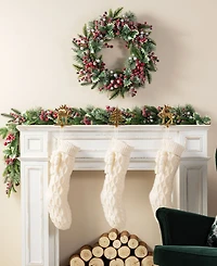 Glitzhome Knitted Christmas Stockings with Pompon Tassel, Set of 2